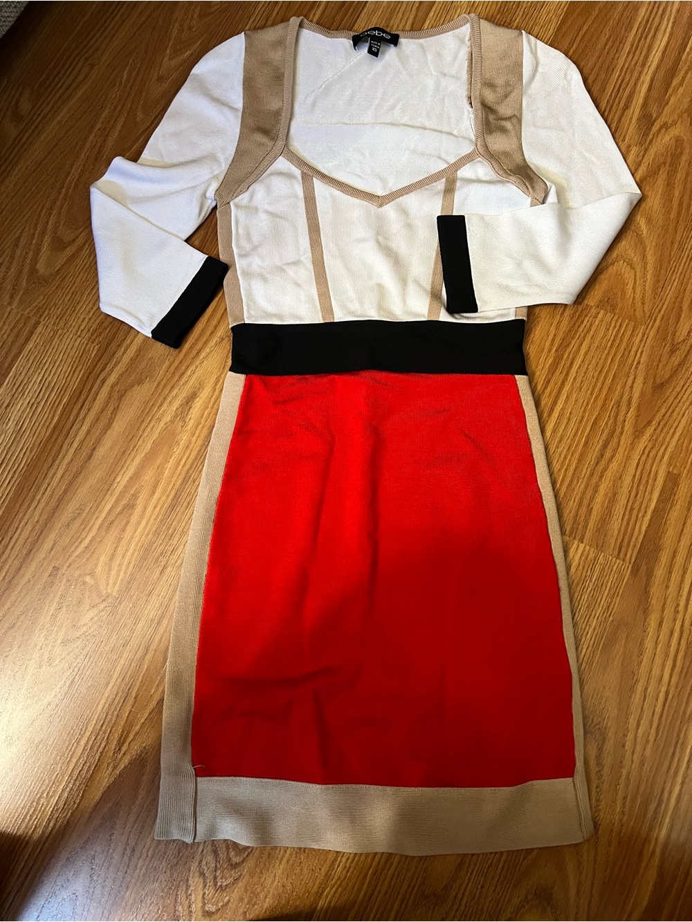 bebe Cream Top with Tan Trim